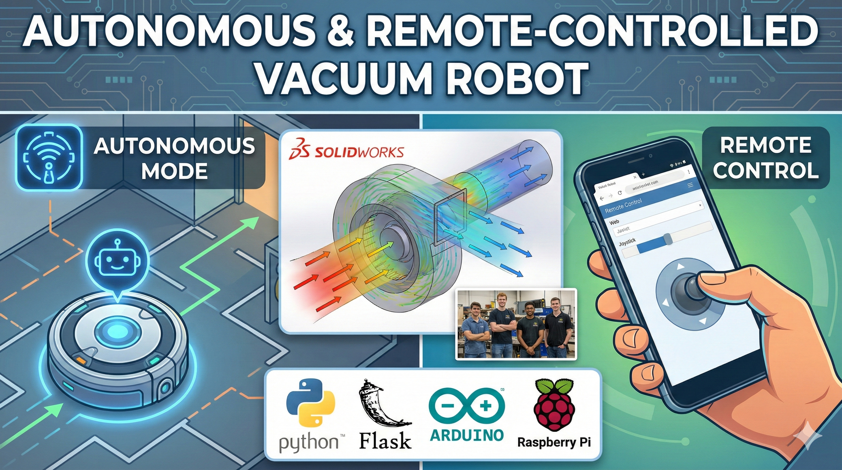 Autonomous and Remote-Controlled Vacuum Robot